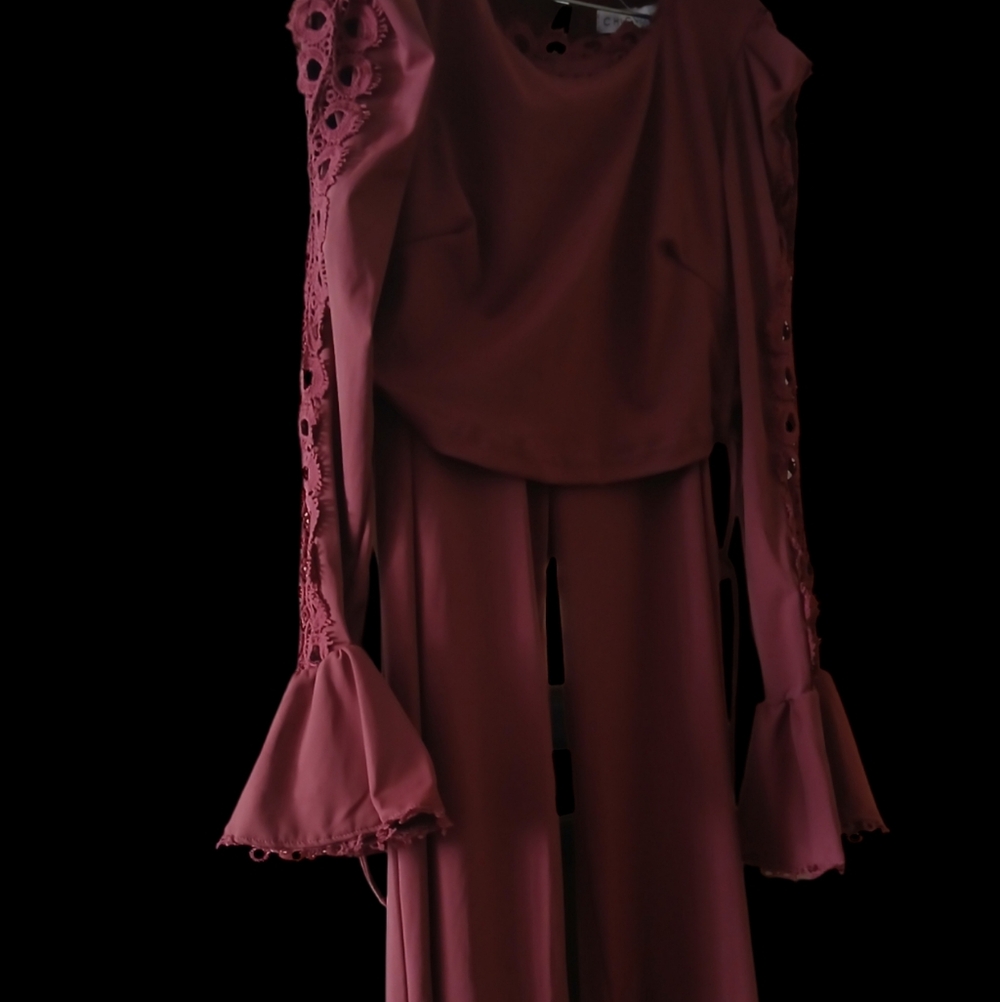 Stylish Mauve Lace Sleeve Pantset